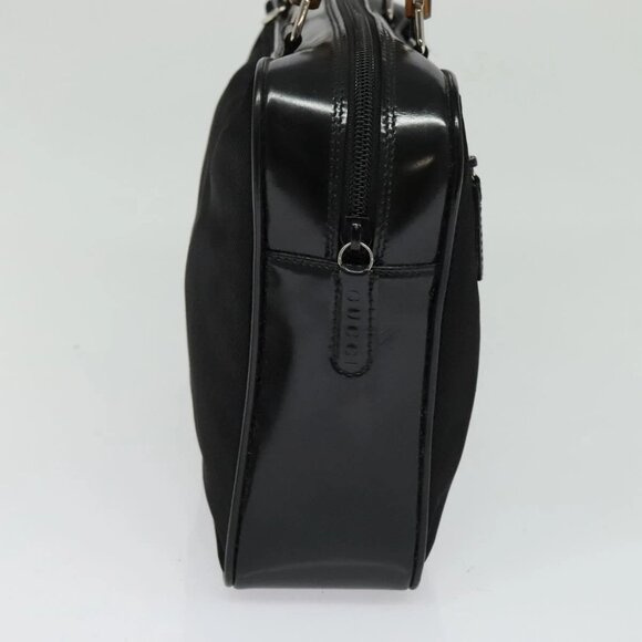 GUCCI Bamboo Hand Bag Nylon 2way Black Silver 000 2040 0538 Auth SW805 - Picture 6 of 16